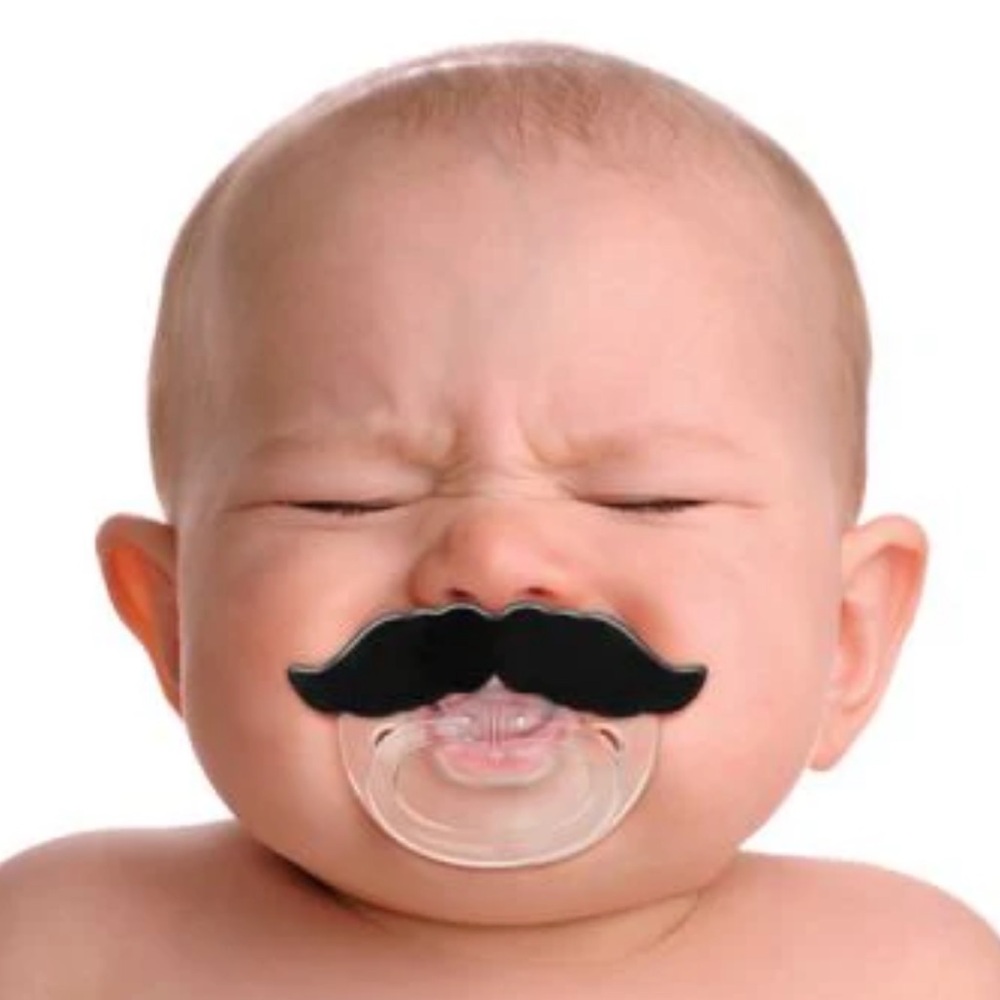 NWT 👶 FRED “CHILL, BABY” FUNNY MUSTACHE SILICONE PACIFIER SUCETTE Baby Boy 0-6+ - Picture 2 of 11